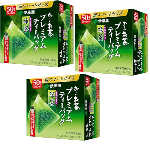 Itoen O ～ i Ocha Premium Matcha Grüntee, Japanischer Grüntee Ryokucha mit Matcha Uji, 1,8g Teebeutel, Packung mit 3 Boxen (insgesamt 150 Beutel), Hergestellt in Japan von Itoen