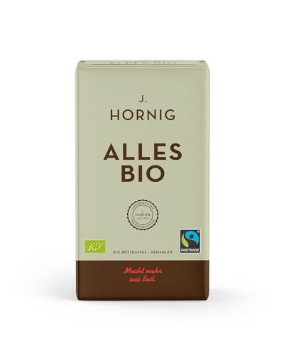 J. Hornig Kaffee gemahlen Bio & Fair Trade, Alles Bio, 500g, intensives Aroma & kräftiger Geschmack, gemahlener Kaffee für Filterkaffee, Frenchpress und Espressokocher von J. Hornig