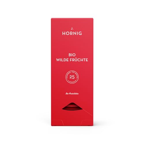 J. Hornig Bio Früchtetee, Wilde Früchte, Früchtetee im Premium Pyramidenteebeutel, beerig-fruchtiger Geschmack, bio-zertifiziert, 25 biolgisch abbaubare Teebeutel von J. Hornig