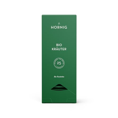 J. Hornig Bio Kräutertee, Kräutertee im Premium Pyramidenteebeutel, frischer & leicht süßlicher Geschmack, bio-zertifiziert, 25 biolgisch abbaubare Teebeutel von J. Hornig