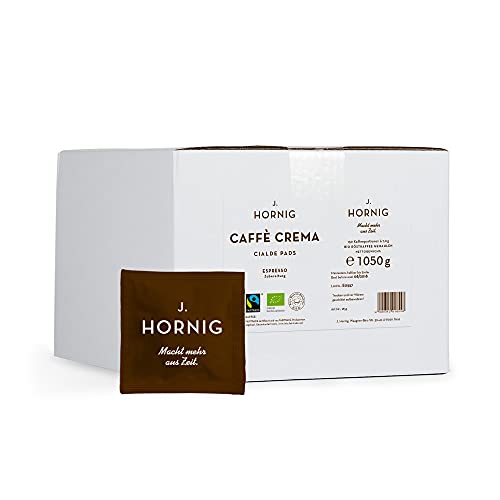 J. Hornig Cialde Espresso Pads, Caffè Crema Bio Fairtrade, kräftiger Geschmack & starkes Aroma, 150 Stück Kaffeepads im ESE Standard von J. Hornig