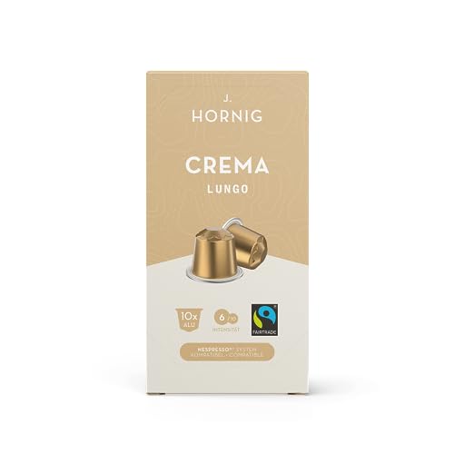 J. Hornig Crema Lungo, Nespresso®-kompatible Kaffeekapseln, 80 Stück (8 Packungen mit 10), Fairtrade-zertifiziert von J. Hornig