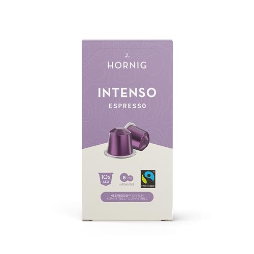 J. Hornig Intenso Espresso, Nespresso®-kompatible Kaffeekapseln, 80 Stück (8 Packungen mit 10), Fairtrade-zertifiziert von J. Hornig
