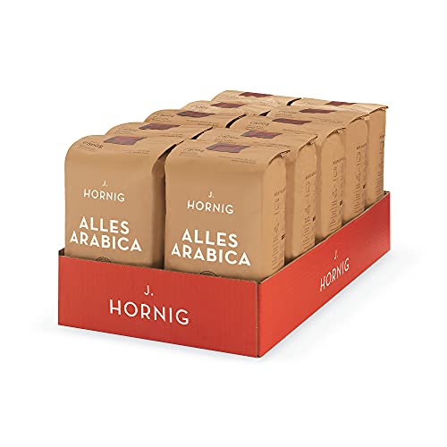 J. Hornig Kaffeebohnen Alles Arabica, 100% Arabica, 10x500g, reichhaltiges Aroma, für Filterkaffeemaschine und French Press, ganze Bohne von J. Hornig