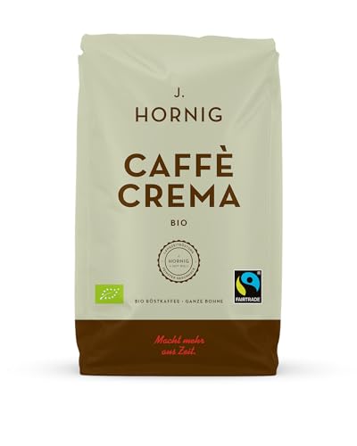 J. Hornig Kaffeebohnen Espresso Bio & Fairtrade, Caffè Crema Bio, 1kg ganze Bohnen, schokoladiger Geschmack, für Vollautomaten, Siebträgermaschine und Espressokocher von J. Hornig