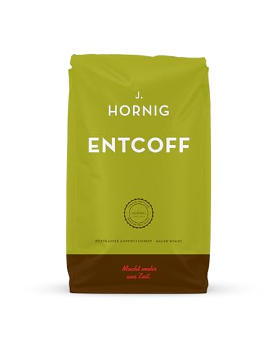 J. Hornig Kaffeebohnen Entcoffeiniert, Entcoff, 500g ganze Bohnen, entcoffeinierter Kaffee mit mildem Geschmack, für Vollautomaten, Filterkaffee und Espressokocher von J. Hornig