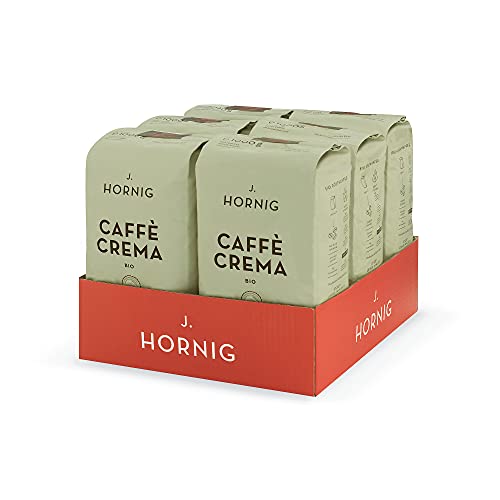 J. Hornig Kaffeebohnen Espresso Bio & Fairtrade, Caffè Crema Bio, 6x1kg ganze Bohnen, schokoladiger Geschmack, für Vollautomaten, Siebträgermaschine und Espressokocher von J. Hornig