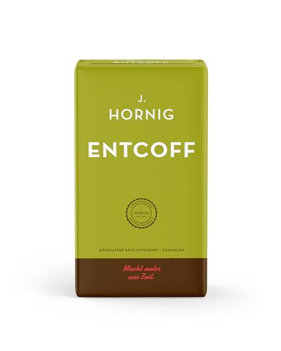 J. Hornig Entcoffeinierter Kaffee gemahlen, Entcoff, 500g, Kaffee entcoffeiniert mit mildem Geschmack, gemahlener Kaffee für Filterkaffee, Frenchpress und Espressokocher von J. Hornig