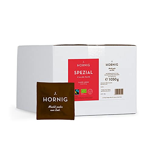 J. Hornig Cialde Lungo Pads, Spezial Bio Fairtrade, schokoladiger Geschmack & mild-würziges Aroma, 150 Stück Kaffeepads im ESE Standard von J. Hornig
