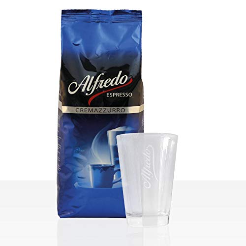 Darboven Alfredo Cremazzurro Espresso Bohne 1kg + Latte Macchiato Glas von Darboven