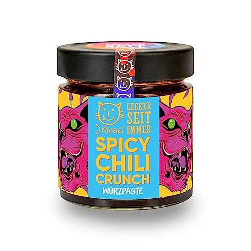 J.Kinski BIO Chili Crunch (160g) Spicy Chili Öl mit Szechuan-Pfeffer & Erdnüssen zum Marinieren von Fleisch, als Pesto, oder zum Würzen von Suppen von J.Kinski
