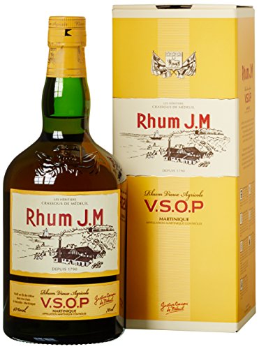 Rhum J.M. | Rum Wieux Agricole VSOP | 700 ml | 43% Vol. | 3 Jahre in ausgebrannten Bourbon Fässern gereift | Mit Geschenkverpackung | Mehrfach ausgezeichnet von J.M.