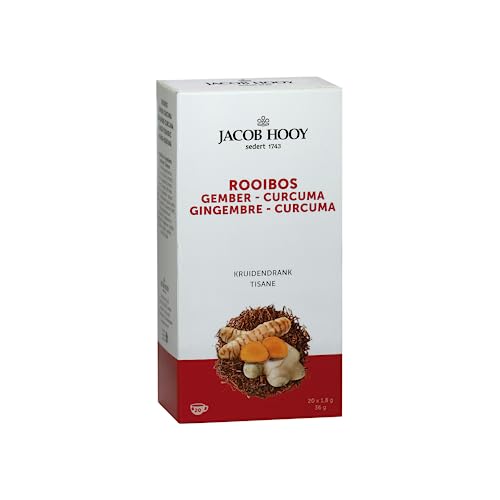 DEU | Jacob Hooy® | Rooibos mit Ingwer und Kurkuma | Rooibos- und Gewürzaufguss ohne Koffein | Gewürze und Rooibos-Kräutertee in Beuteln – 20 Filter (36 g) | Wüstenroter Tee von Jacob Hooy