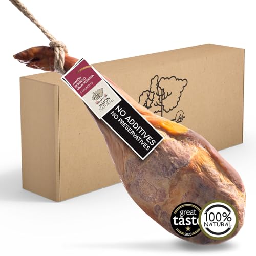 Jamon Serrano Spanischer Schinken | 3,5 kg Vorderschinken Serrano Gran Reserva | 100% natürlich - keine Zusatzstoffe oder Konservierungsmittel | Gewinner eines Great Taste Award 2020 von JAMONNATURAL