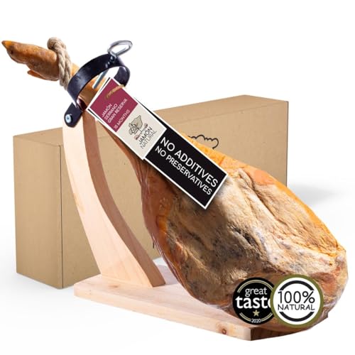 Jamon Serrano Spanischer Schinken Set | 6,5-7,0 kg Hinterschinken Serrano Gran Reserva | 100% natürlich - keine Zusatzstoffe oder Konservierungsmittel | Gewinner eines Great Taste Award 2020 Jamon Serrano Spanischer Schinken Set | 6,5-7,0 kg Hinterschinken Serrano Gran Reserva | 100% natürlich - keine Zusatzstoffe oder Konservierungsmittel | Gewinner eines Great Taste Award 2020 von JAMONNATURAL