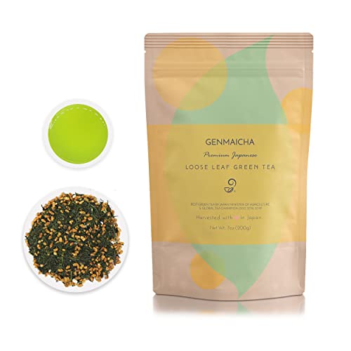 Genmaicha Loose Leaf Tea – Premium Japanese Green Tea With Brown Rice – Fukamushi Sencha – From Arahataen Green Tea Farms – Safe and Natural – Low Caffeine Tea – Enhanced Flavor von JAPANESE GREEN TEA CO.