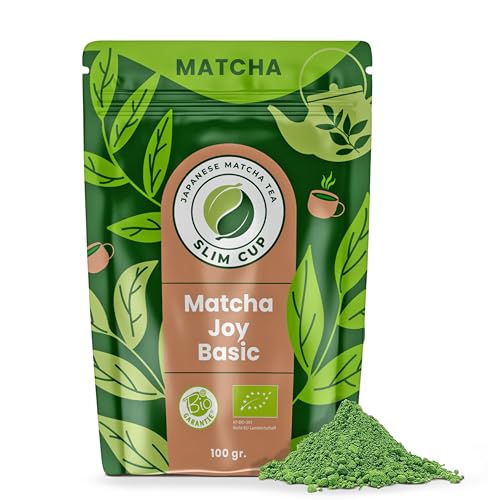 Matcha Joy - Basic | 100g Bio Matcha Pulver aus Japan - Premium Qualität für Matcha Latte und Smoothies. Matcha Tee ohne Zusätze und vegan von JAPANESE MATCHA TEA SLIM CUP