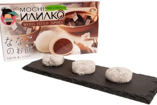 JAPON MARKET - Mochi Japanisch Mit Schokolade Nanako - 120g Japanische Süßigkeiten Aus Klebreis Mit Zartbitterschokolade - Mochis Für Geschenkboxen, Snacks - Japan Food | Japanische Süssigkeiten von JAPON MARKET 24H