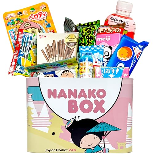 JapanBox Premium Surprise Box: Japanische Süßigkeiten, Snacks & Getränke im Metall-Geschenkkorb. Mit Schokolade, Bonbons, Softdrinks & Shinchan-Keksen. von JAPON MARKET 24H