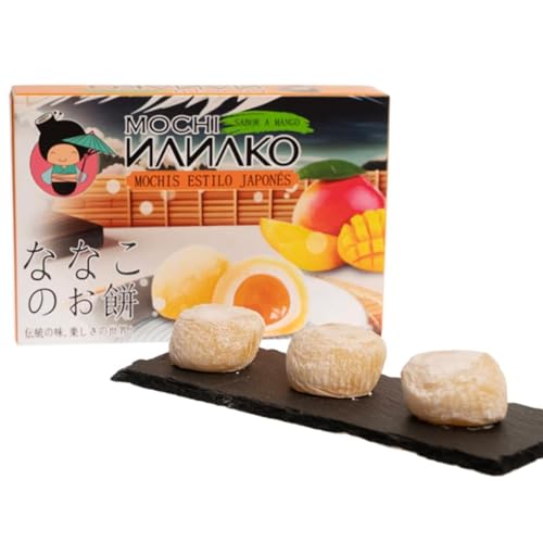 JAPON MARKET Japanischer Mochi, Mango-Geschmack, Nanako, 180 g, japanische Süßigkeiten, exotisches Dessert, japanische Süßigkeiten, Mochis, japanische Snacks mit Mango, asiatisches süßes Essen, Box von JAPON MARKET 24H