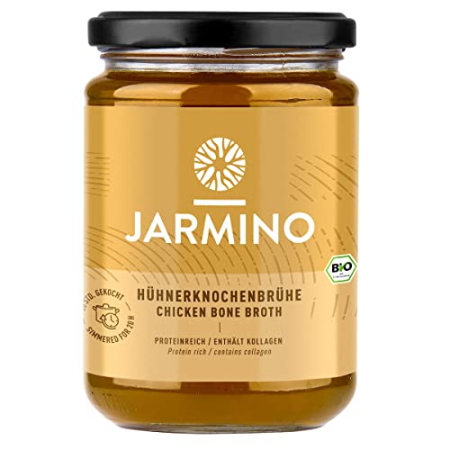 Hühnerbrühe BIO - Knochenbrühe (4x 350ml) | 100% Bio Knochenbrühe - Huhn aus Freilandhaltung | Reich an Collagen | Brühe BIO für Paleo, Keto, Leaky Gut, Colon Cleanse | Bone broth von JARMINO