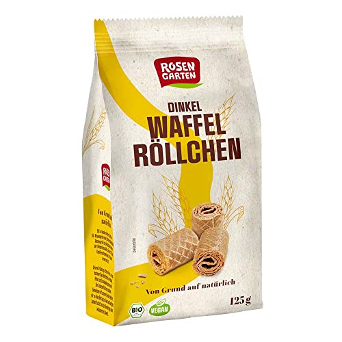 Rosengarten Dinkel Waffelröllchen, natur, 125g Rosengarten Dinkel Waffelröllchen, natur, 125g von JARMINO