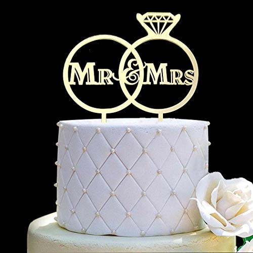 Tortenaufsatz mit Aufschrift "Mr and Mrs", Braut und Bräutigam, Hochzeit, Verlobung, Kuchendekoration, Spiegel-Gold, Acryl Tortenaufsatz mit Aufschrift "Mr and Mrs", Braut und Bräutigam, Hochzeit, Verlobung, Kuchendekoration, Spiegel-Gold, Acryl von JIEEIN