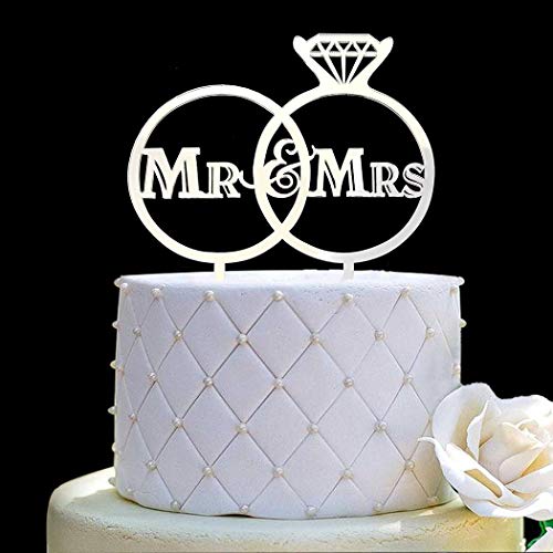 Tortenaufsatz mit Aufschrift "Mr and Mrs", Braut und Bräutigam, für Hochzeit, Verlobung, Kuchendekoration, Spiegel, silberfarbenes Acryl Tortenaufsatz mit Aufschrift "Mr and Mrs", Braut und Bräutigam, für Hochzeit, Verlobung, Kuchendekoration, Spiegel, silberfarbenes Acryl von JIEEIN