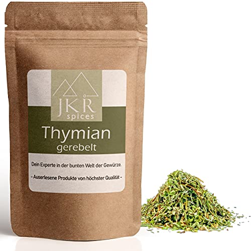 JKR Spices Thymian gerebelt - schonend getrocknet - Tymian Kuttelkraut | feinste Kräuter | Ideal zum Kochen oder für Tee | 100% natürlich ohne Zusätze - 250g von JKR Spices