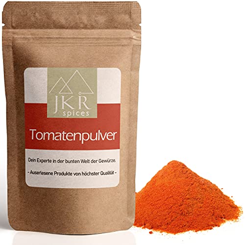 JKR Spices® 250g Tomatenpulver – feines Pulver aus sonnengereiften und getrockneten Tomaten | Zum Kochen von mediterranen Gerichten – unser Tomaten Pulver aus gemahlenen Tomaten | Naturbelassen von JKR Spices