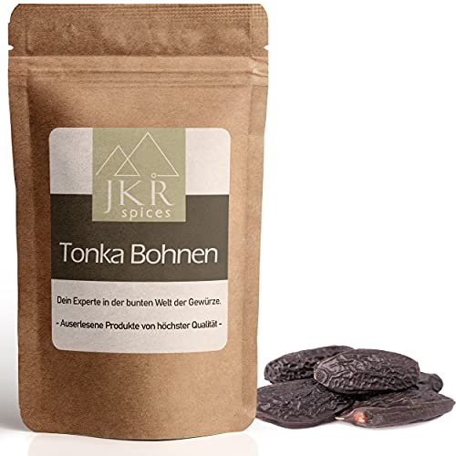 JKR Spices Tonkabohnen ganz 50g - Tonca Bohnen aus Brasilien - süßer Geschmack | Ideal zum Backen und als Vanille Ersatz | naturbelassen ohne Zusätze | Tonka Bean CO² neutral verpackt von JKR Spices