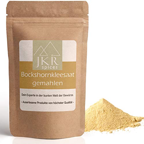 JKR Spices Bockshornklee Pulver - Bockshornkleesaat gemahlen - Bockshornkleesamen - Perfekt für Tee & zum würzen - natürliches Gewürz - Fenugreek Seed Powder - 250g von JKR Spices