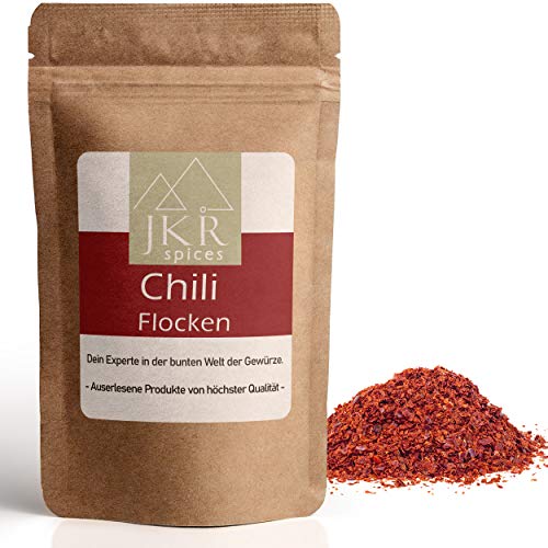 JKR Spices Chili geschrotet - Chilli Flocken mit Kernen | Chili Flakes mit Saat | würziges Chiliaroma mit mittlerer Schärfe zum Kochen und Würzen - 1000g von JKR Spices