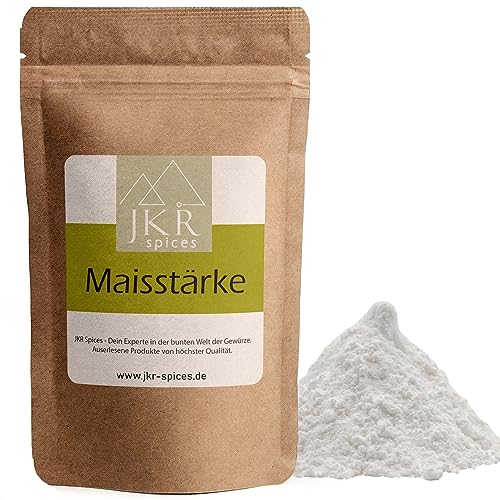 JKR Spices® Maisstärke Pulver 250g | Glutenfreie Speisestärke zum binden | Feine Stärke zum Andicken von Saucen, Suppen und Cremes | Wiederverschließbar | Corn Starch | von JKR Spices