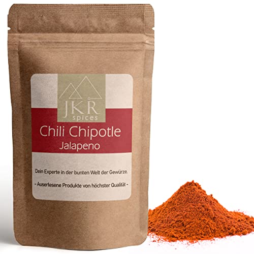 JKR Spices® 250g Chili Chipotle Jalapeno gemahlen | Chilli Pulver geräuchert | Chipotle Chili | Sehr scharfe Chipotle Chilli im wiederverschließbaren Doypack von JKR Spices