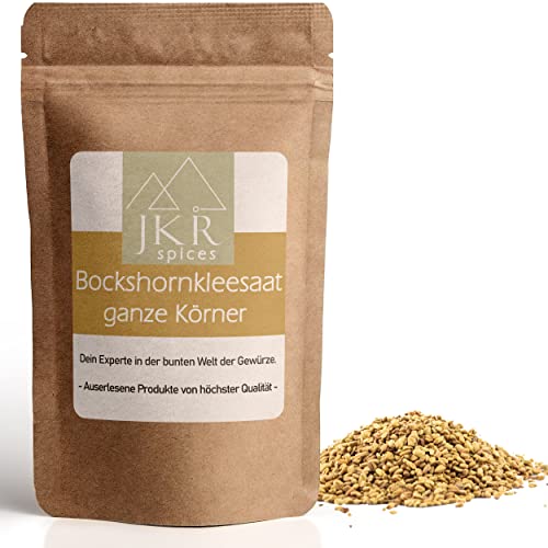 JKR Spices Bockshornklee ganz - Bockshornkleesaat ganze Körner - Bockshornkleesamen - Perfekt für Tee & zum würzen - natürliches Gewürz - Fenugreek Seed Powder (250 GR) von JKR Spices