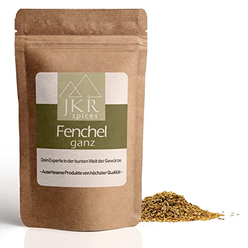 JKR Spices Fenchel ganz | Fenchelsamen Ideal für Tee - ganze Saat zum Kochen - vegan | 100% natürlich und ohne Zusätze (250 GR) von JKR Spices