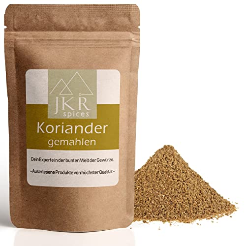 JKR Spices Koriander gemahlen | Pulver aus ganzen, gemahlenen Coriander Samen Saat | ideal zum Kochen - vegan | 100% natürlich und ohne Zusätze (250 GR) von JKR Spices