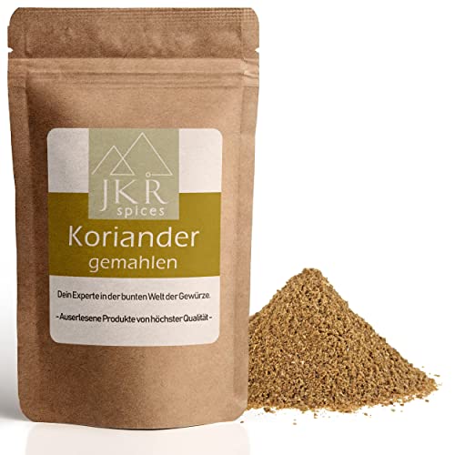 JKR Spices Koriander gemahlen | Pulver aus ganzen, gemahlenen Coriander Samen Saat | ideal zum Kochen - vegan | 100% natürlich und ohne Zusätze (500 GR) von JKR Spices