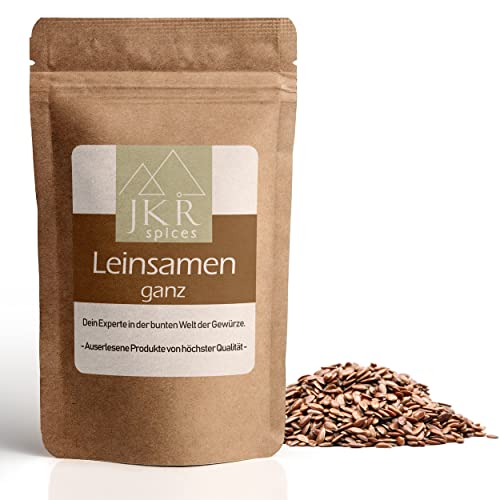 JKR Spices Leinsamen ganz - Leinsaat - ganze Lein Körner- braun - Ballaststoffe, Müsli, zum Backen, Kochen & Smoothies | 100% natürlich ohne Zusätze (500 GR) von JKR Spices