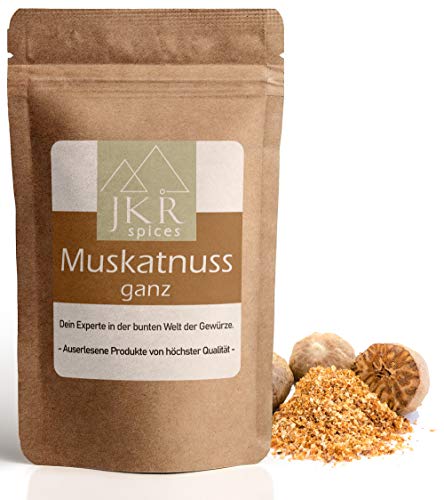 JKR Spices Muskatnuss ganz - ganze Muskatnüsse - 80/85 Muskat Nuss Muskatnuß - 100% natürlich und ohne Zusätze - Nüsse im Ganzen - Ideal zum Kochen (100 Stück) von JKR Spices