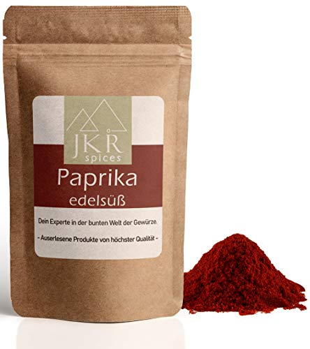 JKR Spices Paprikapulver edelsüss - Paprika gemahlen edelsüß - Paprika Gewürz | Ideal zum Kochen für herzhafte Gerichte und ungarisches Gulasch | 100% natürlich ohne Zusätze - 250g von JKR Spices