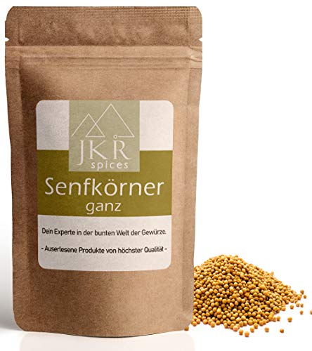 JKR Spices Senfkörner ganz - gelbe Senfsamen ganz - Senf Saat | aromatisches Gewürz Ideal zum Kochen | für herzhafte Gerichte, Soßen, Salate | 100% natürlich ohne Zusätze - 1000g von JKR Spices