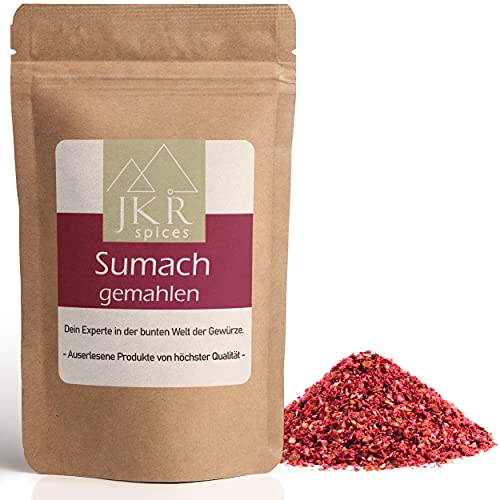 JKR Spices Sumach Pulver - Essigbaumfrucht gemahlen - Sumak Sumac Gewürz | Ideal zum Kochen | Premium Qualität | im wiederverschließbarem Aromaschutzbeutel | ohne Zusätze - 1000g von JKR Spices