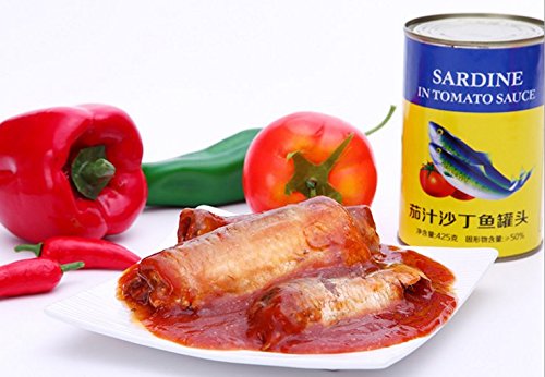 Sardinen in Tomatensauce 8 Dosen Nettogesamtgewicht 3400 Gramm (425gX8 Dosen), Meeresfrüchte aus Südchinesische Meer Nanhai von JOHNLEEMUSHROOM