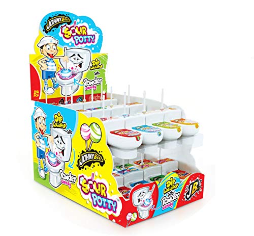 Sour Potty - saures "Klo" Lolli mit Fruchtgeschmack und extrasaurem Brausepulver (Display 24 x 19 g) von JOHNY BEE