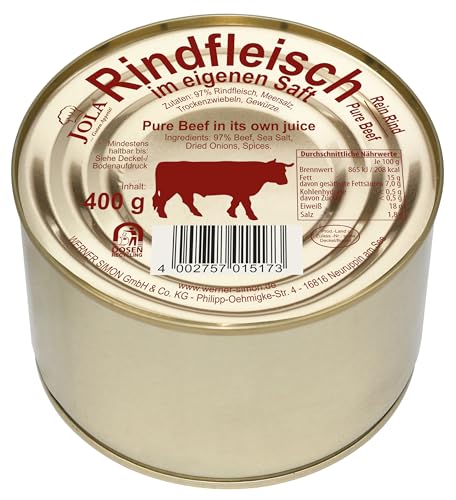 JOLA Rindfleisch im eigenen Saft | Pure Beef | 97% Rindfleisch |recyclebare Goldlackdose von JOLA