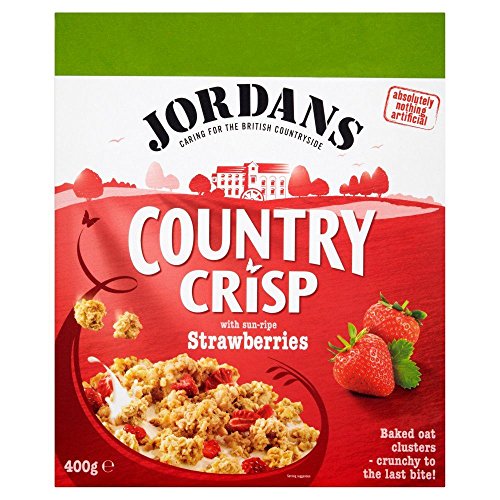 Jordans Country Crisp Strawberry - 400g - Cornflakes mit Erdbeere - Packung von JORDANS