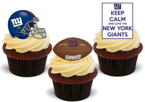 American Football New York Giants Trio Mix – 12 essbare Kuchendekorationen aus Premium-Waffelkarten von JPS