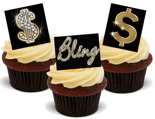 Bling Dollar Trio Mix – 12 essbare Kuchendekorationen Bling Dollar Trio Mix – 12 essbare Kuchendekorationen von JPS